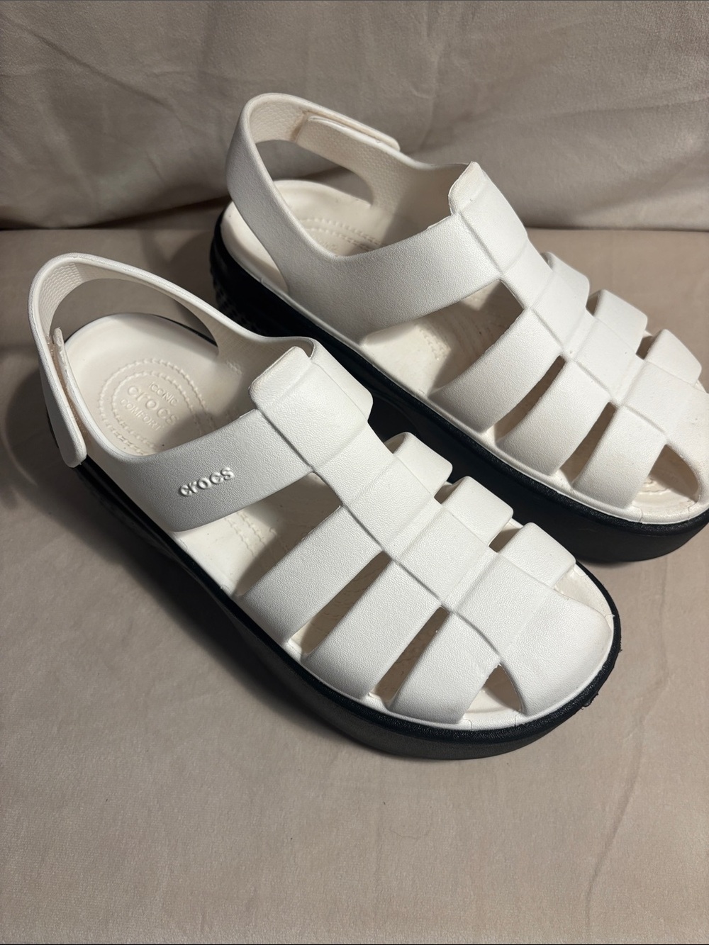 Crocs Stomp White Platform Fisherman Sandal Y2K - Picture 2 of 8